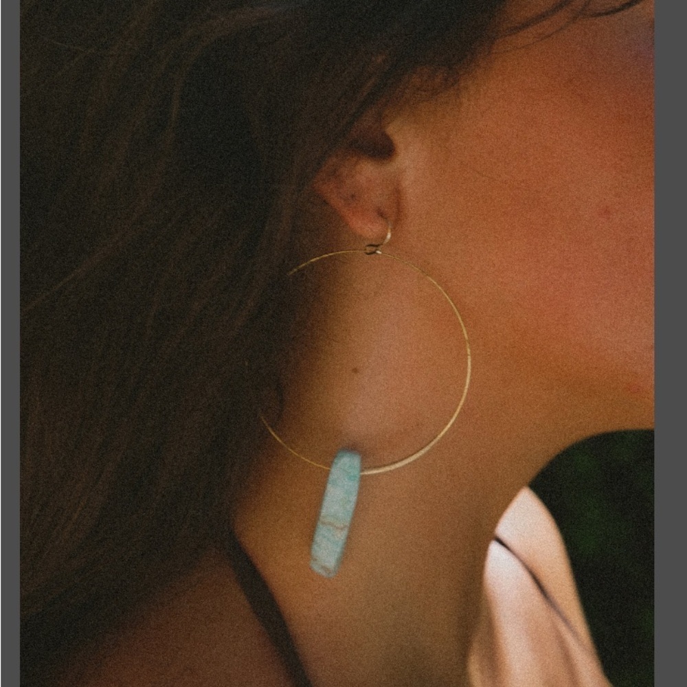 Boho Gold + Turquoise Montauk Hoops